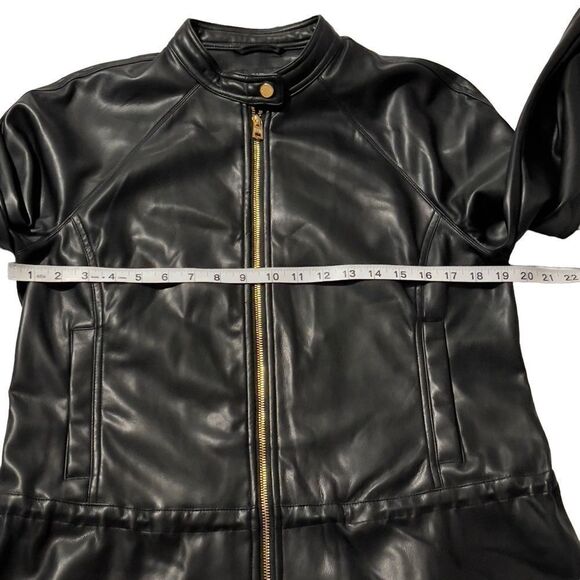 NWT Marc New York Andrew Marc Black Drawstring Faux Leather Jacket Size Small - Picture 11 of 14
